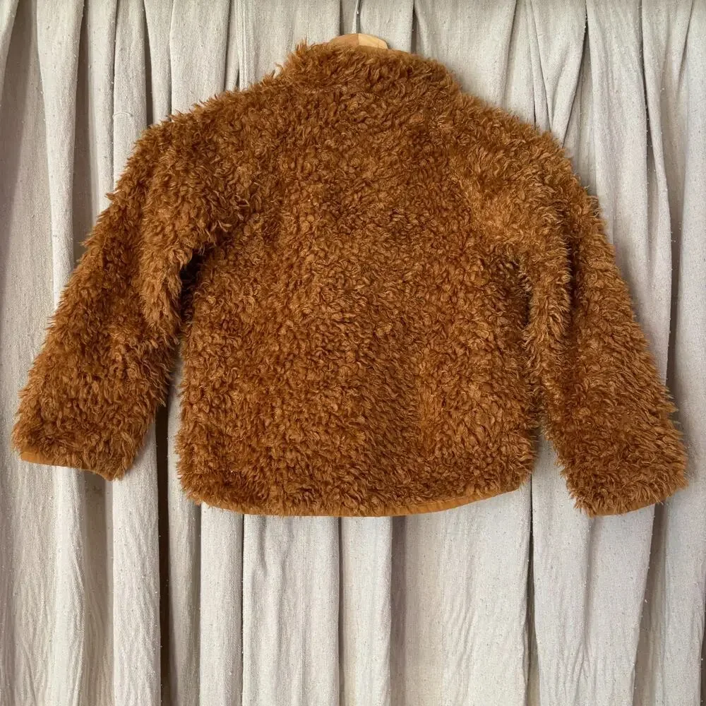 J. Crew Crewcuts kids brown sherpa‎ coat size 4/5 with pockets for fall winter
